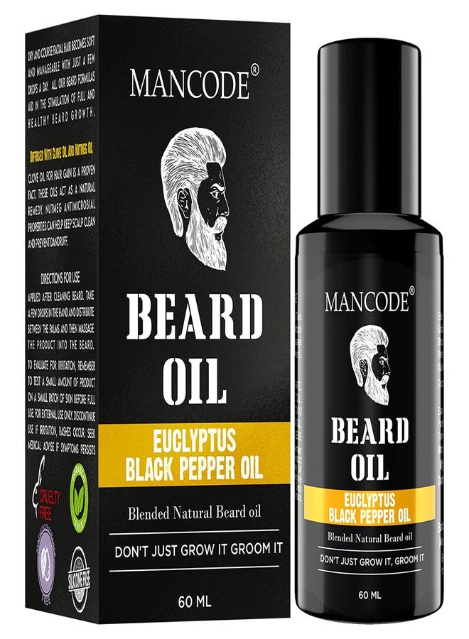 MAN CODE Mancode Beard & Hair Growth Oil, 60ml |With Eucalyptus & Black Pepper Natural Oils including Vitamin E Hair Oil for Thicker & Longer Beard | Beard Oil for Uneven, Patchy & Fast Beard Growth | Growth Oil for Stronger & Fuller Beard Hair - Image 1
